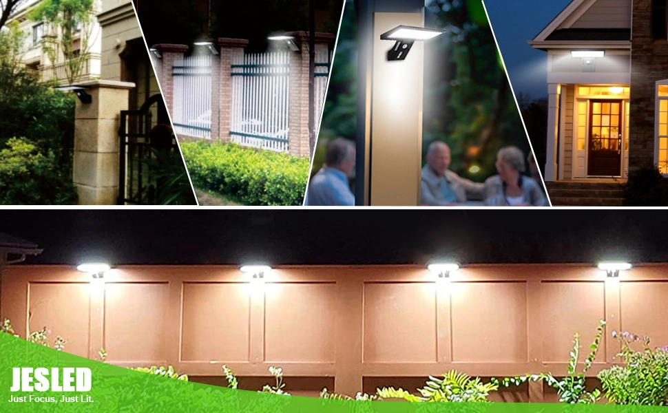 Jesled 3CCT High Brightness 104LEDs PIR Motion Sensor LED Security Wall Lamp Outdoor Garden Lighting Integrated Solar Light with Remote